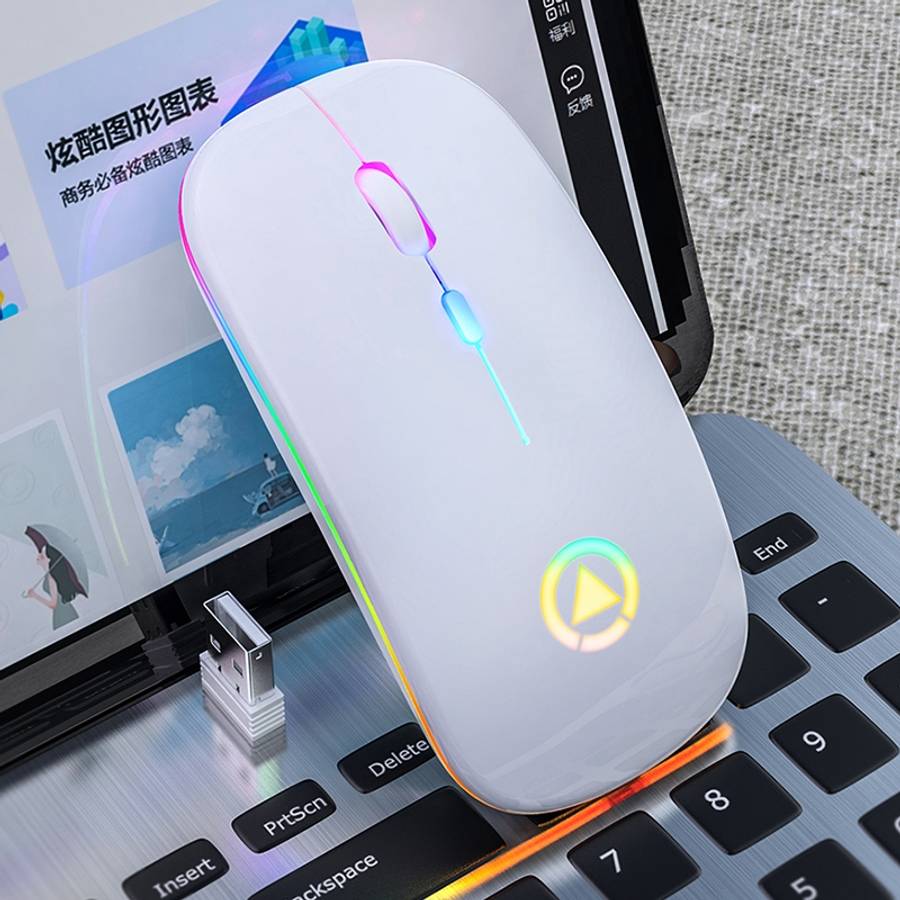 YINDIAO A2 2.4GHz 1600DPI 3-modes Adjustable RGB Light Rechargeable Wireless Silent Mouse (Black)