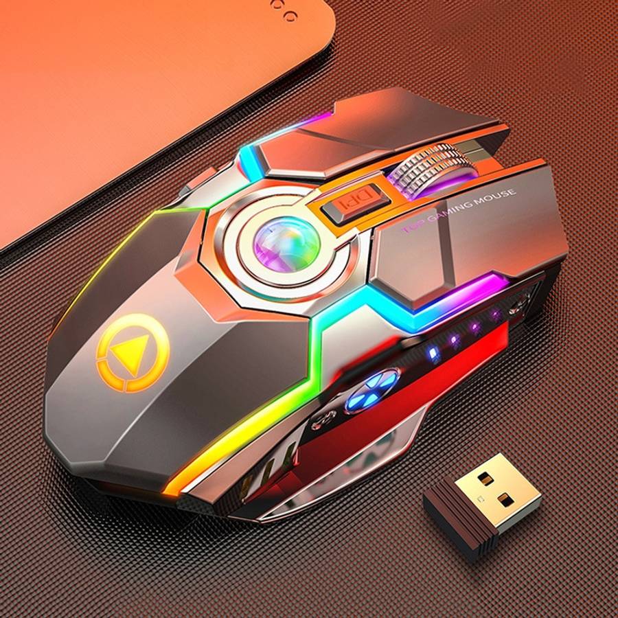 YINDIAO A5 2.4GHz 1600DPI 3-modes Adjustable Rechargeable RGB Light Wireless Silent Gaming Mouse (Bl