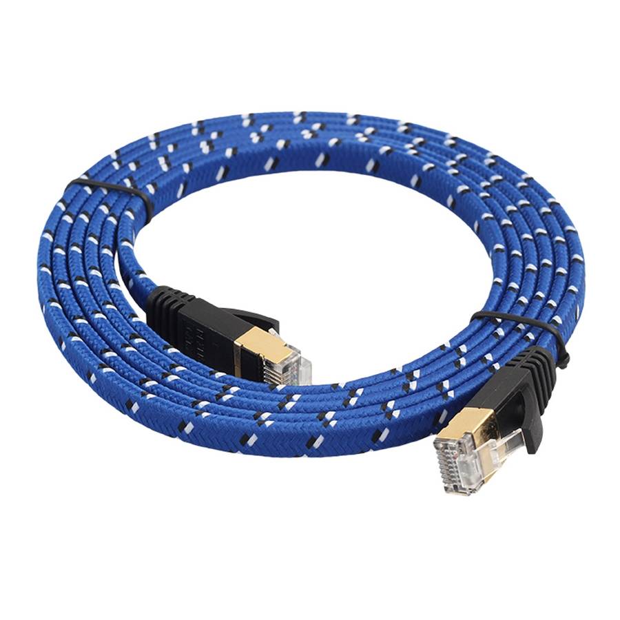 3m Gold Plated CAT-7 10 Gigabit Ethernet Ultra Flat Patch Cable for Modem Router LAN Network, Built