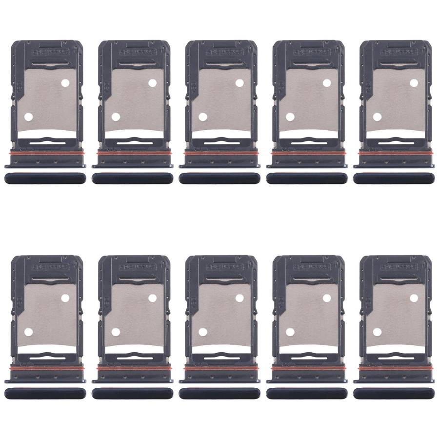 For Tecno Camon 18 P 10pcs Original SIM Card Tray + SIM Card Tray + Micro SD Card Tray (Black)