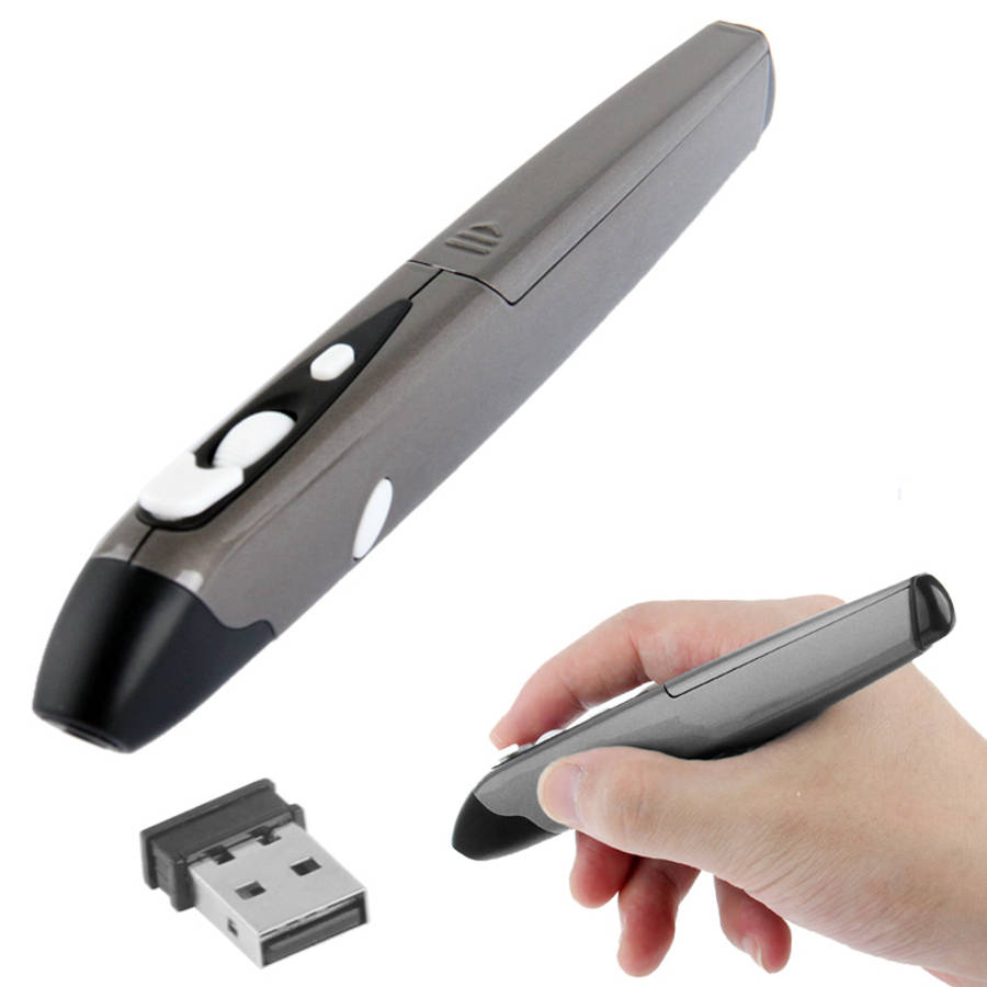 2.4GHz 500 / 1000DPI Wireless Pen Mouse with USB Mini Receiver, Transmission Distance: 10m(Grey)