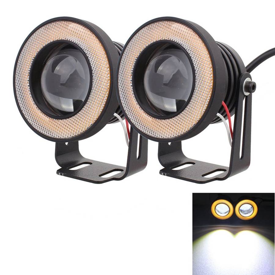 2 PCS 2.5 inch 10W 900LM White + Yellow Light 6500K Waterproof LED Eagle Eye Light for Vehicles, DC