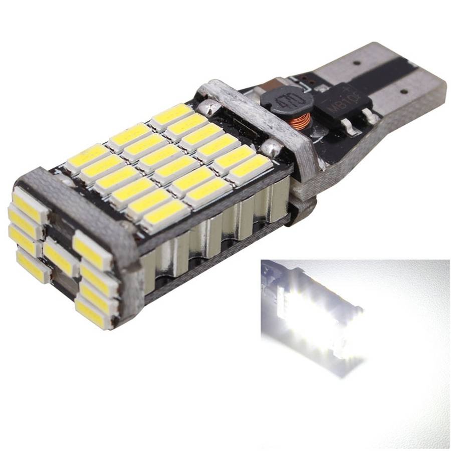 2 PCS T15 W16W 9W 450LM White Light 45 LED 4014 SMD Car Brake Light Reverse Lamp Parking Light Bulb,