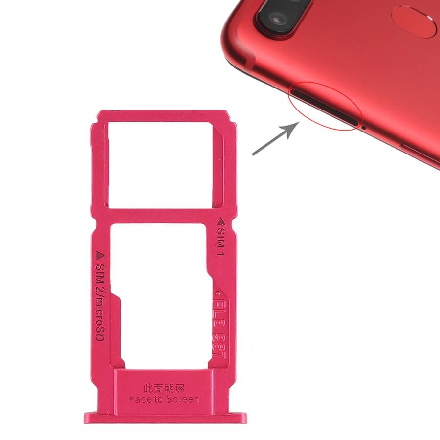 For OPPO R11s SIM Card Tray + SIM Card Tray / Micro SD Card Tray (Red)