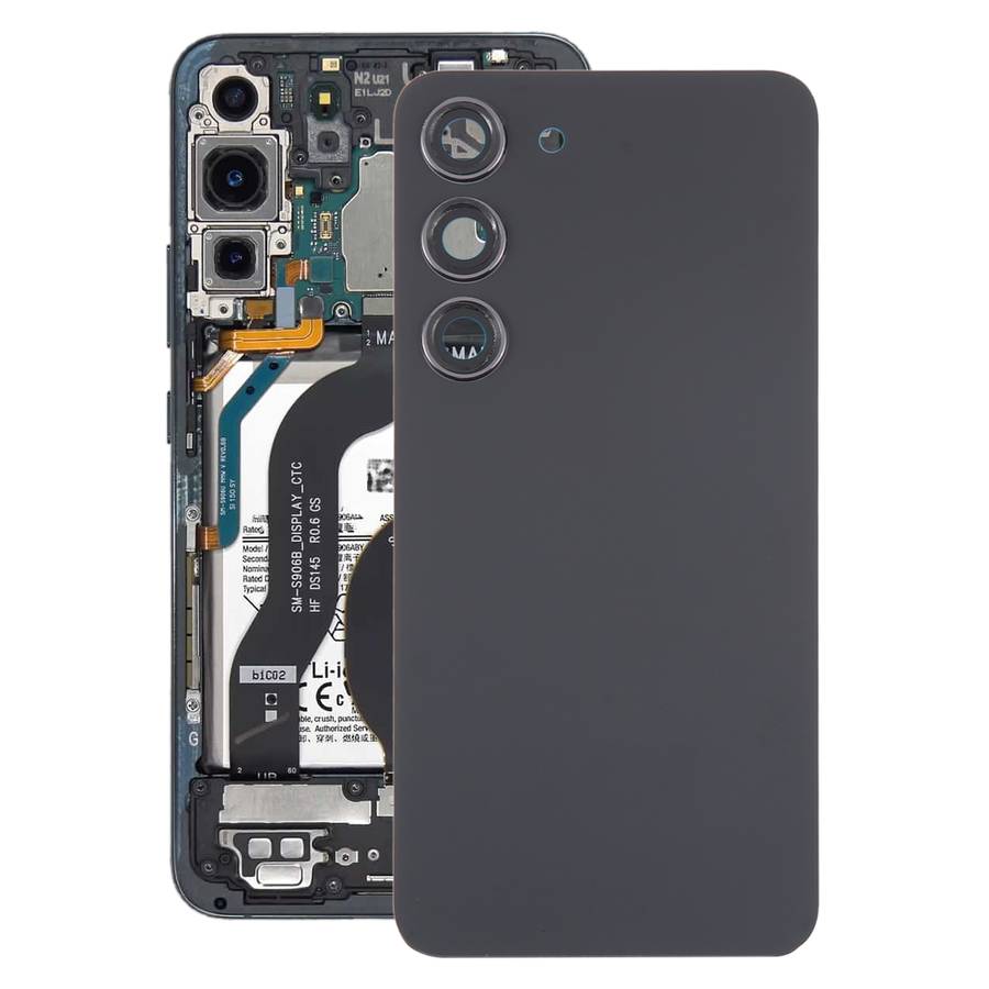 For Samsung Galaxy S23 SM-S911B OEM Glass Battery Back Cover with Camera Lens Frame(Black)