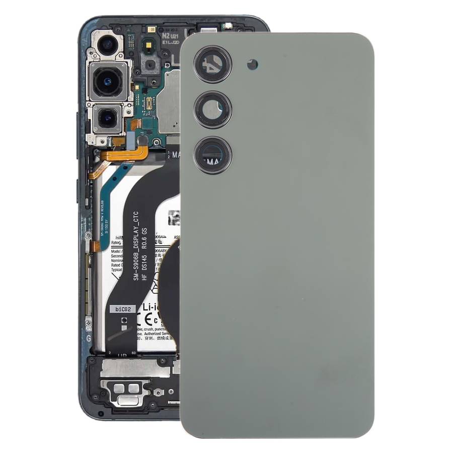 For Samsung Galaxy S23 SM-S911B OEM Glass Battery Back Cover with Camera Lens Frame(Black)
