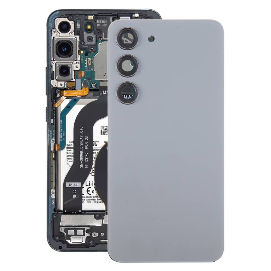 For Samsung Galaxy S23 SM-S911B OEM Glass Battery Back Cover with Camera Lens Frame(Black)