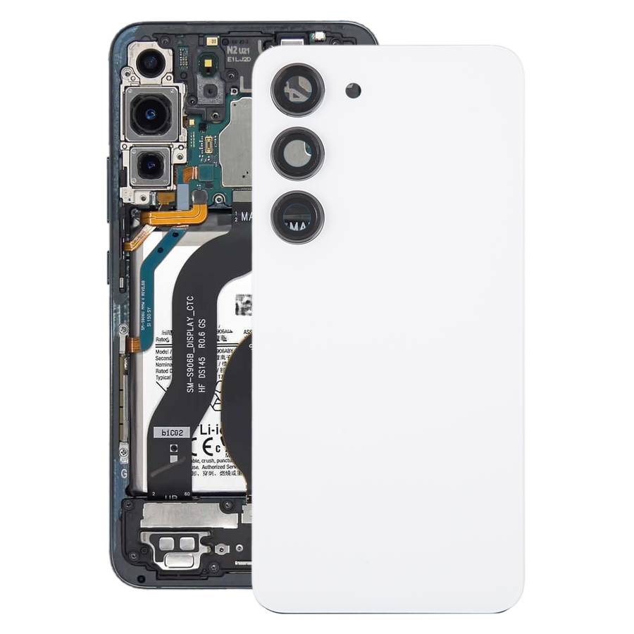 For Samsung Galaxy S23 SM-S911B OEM Glass Battery Back Cover with Camera Lens Frame(Black)