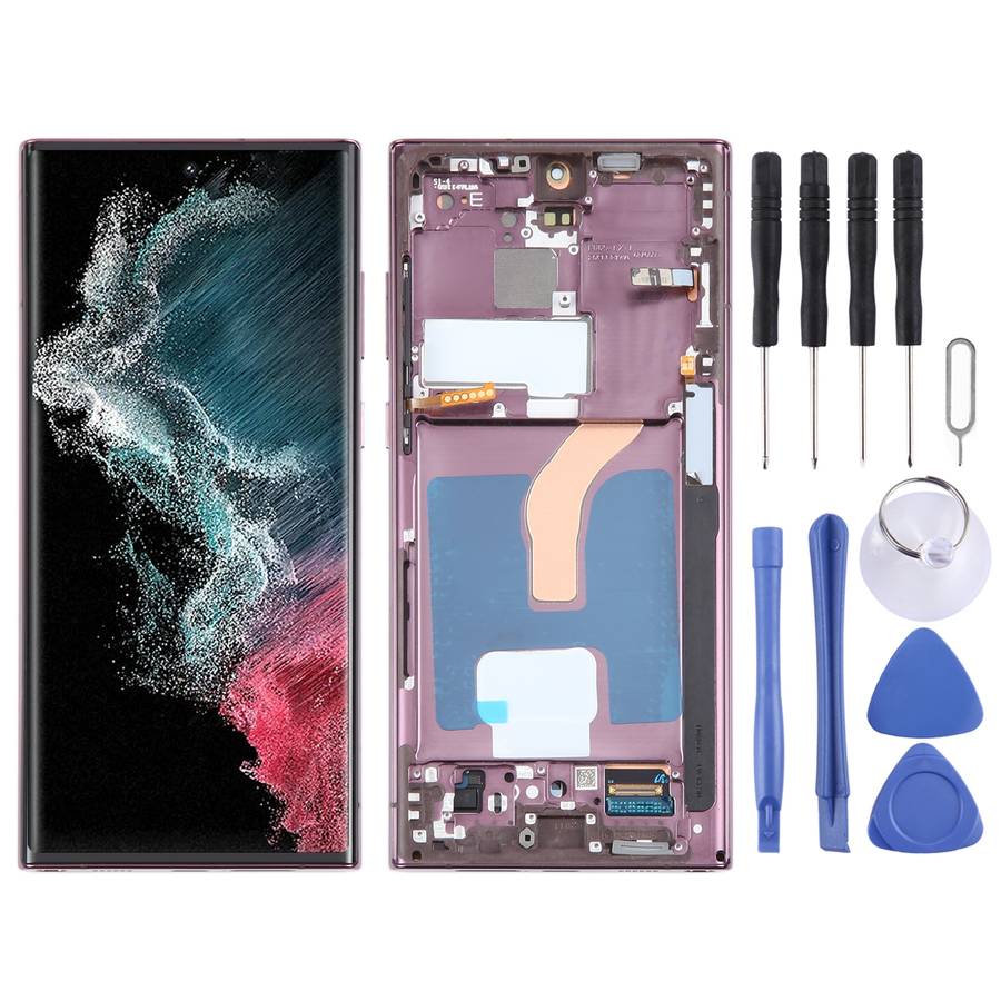 For Samsung Galaxy S22 Ultra 5G SM-S908B Original LCD Screen Digitizer Full Assembly with Frame (Bla