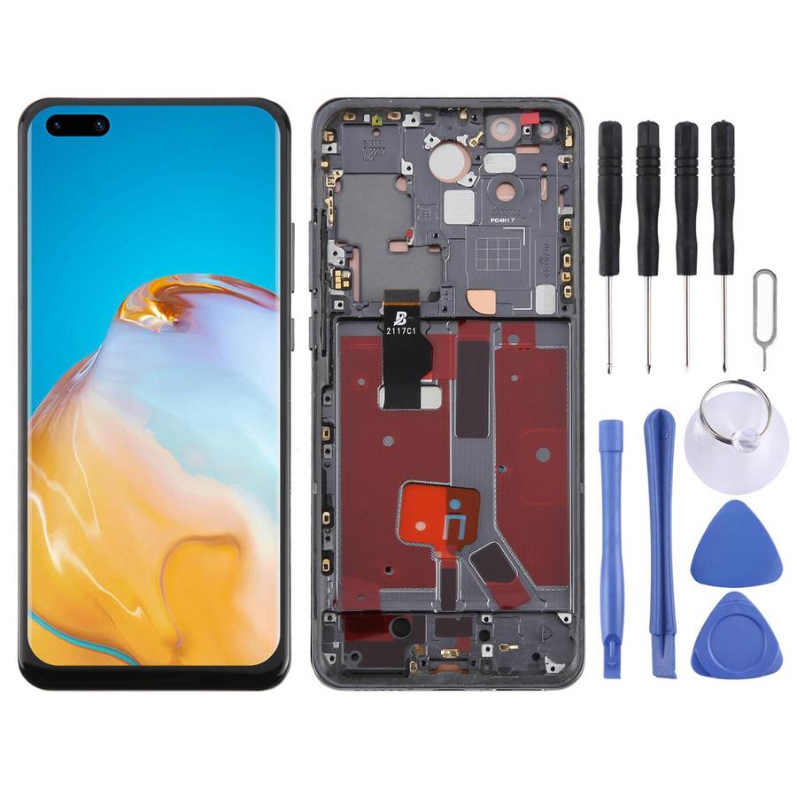 For Huawei P40 Pro TFT LCD Screen Digitizer Full Assembly with Frame, Not Supporting Fingerprint Ide