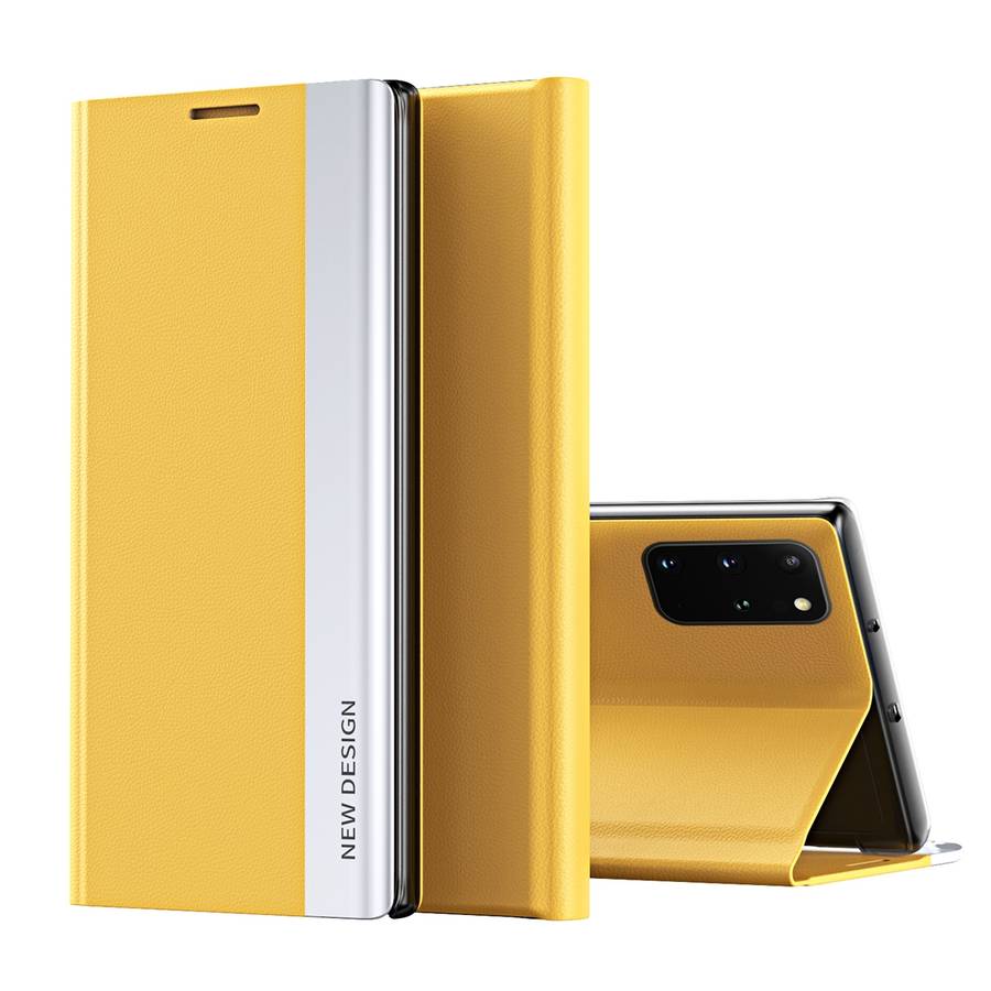 For Samsung Galaxy Note20 Side Electroplated Magnetic Ultra-Thin Horizontal Flip Leather Case with H