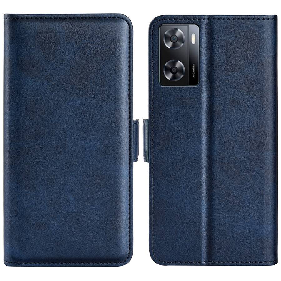 For OPPO A57 4G Dual-side Magnetic Buckle Horizontal Flip Leather Phone Case(Black)