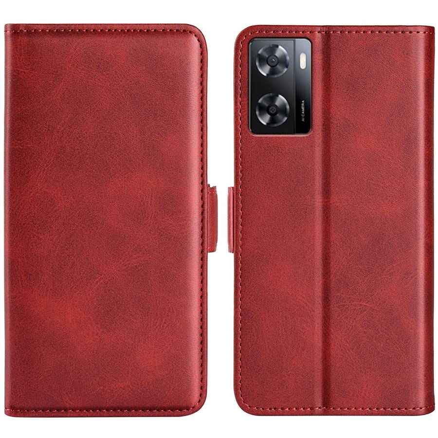 For OPPO A57 4G Dual-side Magnetic Buckle Horizontal Flip Leather Phone Case(Black)