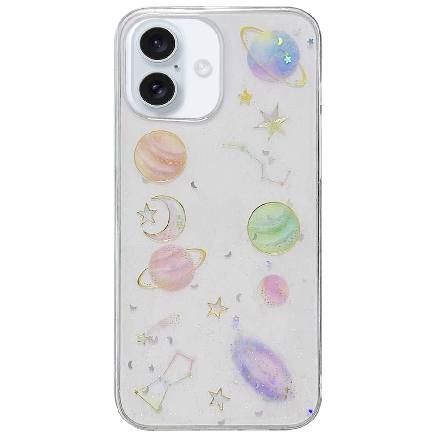 For iPhone 16 Plus Cosmic Star Glitter Epoxy TPU Phone Case(Transparent)