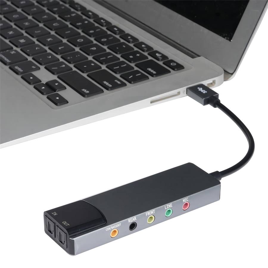 HY-601 6 in 1 USB Multi-Functional Sound Card USB + Audio 3.5 + 7.1CH / OPTICAL(Argent)
