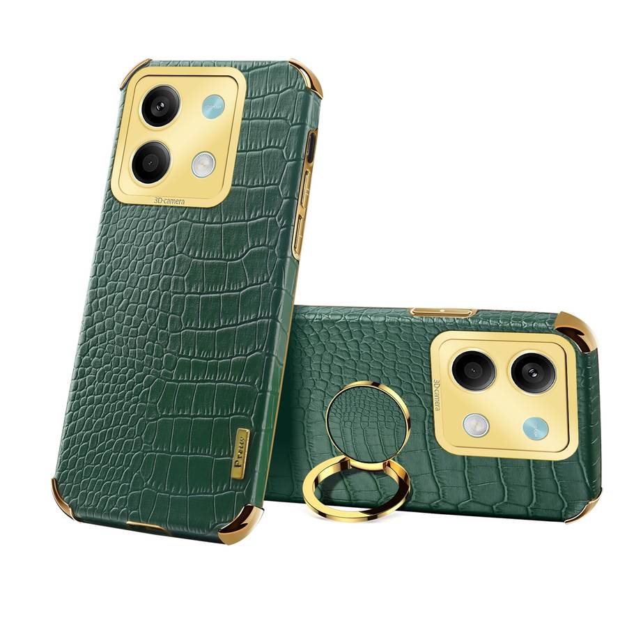 For Xiaomi Redmi Note 13 6D Electroplating Crocodile Texture Leather Back Phone Case with Holde