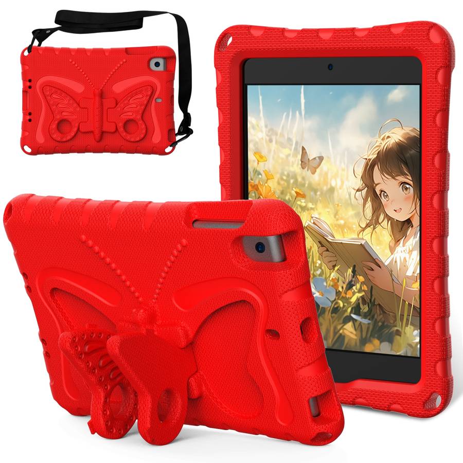 For iPad mini 1/2/3/4/5 Butterfly Bracket EVA Shockproof Tablet Case(Red)
