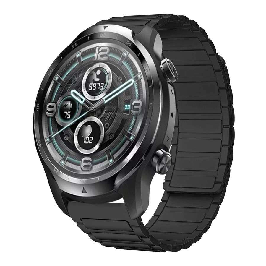 For Ticwatch Pro 3 Lite 22mm I-shaped Magnetic Silicone Watch Band(Black)