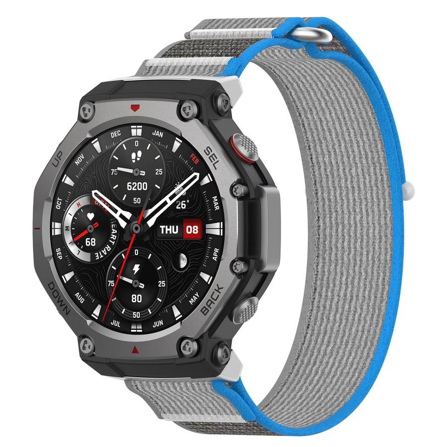 For Amazfit T-Rex 3 Two Tone Nylon Hook and Loop Fastener Watch Band(Orange Beige)