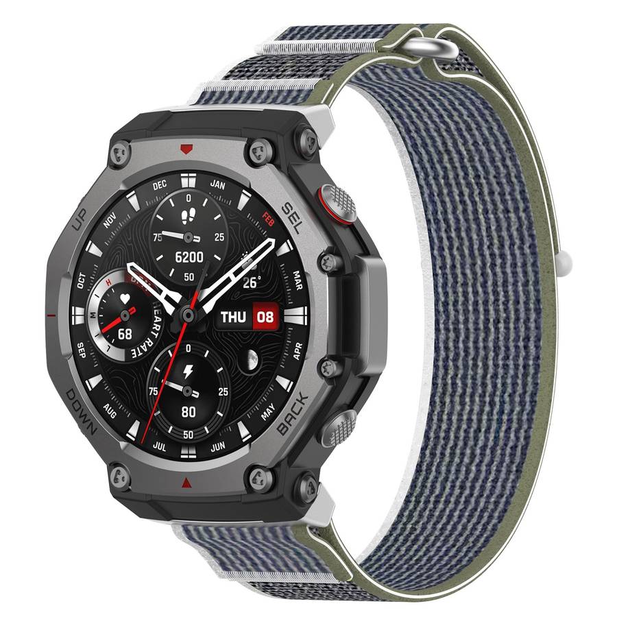 For Amazfit T-Rex 3 Two Tone Nylon Hook and Loop Fastener Watch Band(Orange Beige)