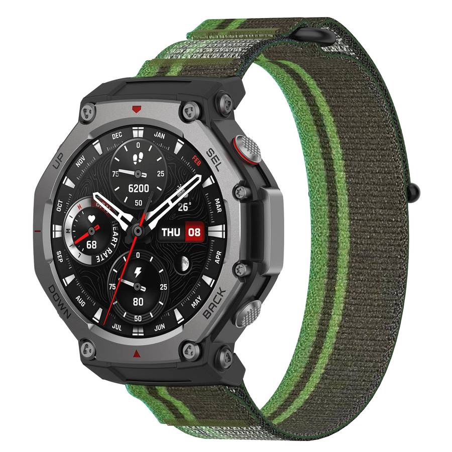 For Amazfit T-Rex 3 Two Tone Nylon Hook and Loop Fastener Watch Band(Orange Beige)