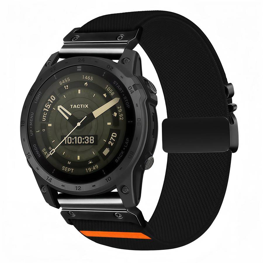 For Gamin 26mm Parachute Buckle Diagonal Weave Stretch Nylon Watch Band(Space Grey)