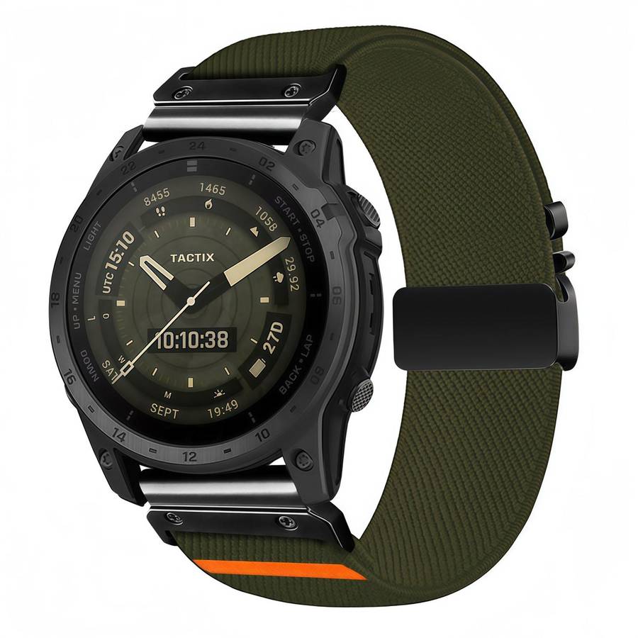 For Gamin 26mm Parachute Buckle Diagonal Weave Stretch Nylon Watch Band(Space Grey)