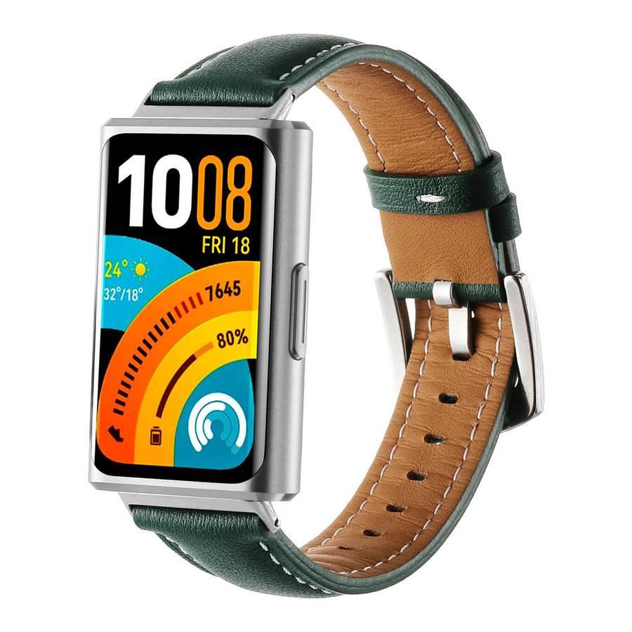 For Huawei Band 11 / Band 11 Pro Plain Genuine Leather Watch Band(Black)