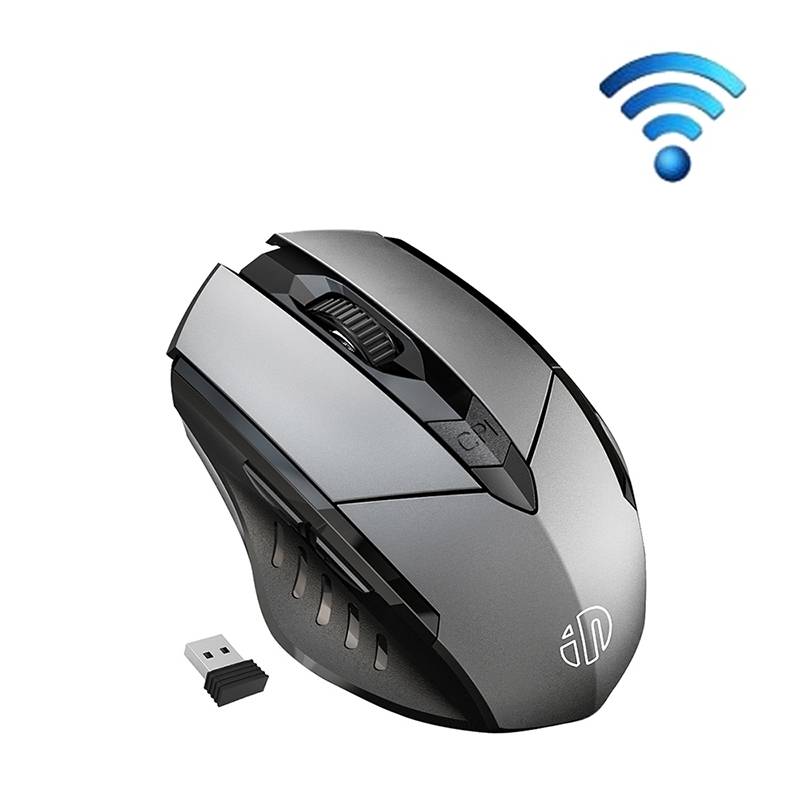 Inphic PM6 6 Keys 1000/1200/1600 DPI Home Gaming Wireless Mechanical Mouse, Colour: Gray Wireless C