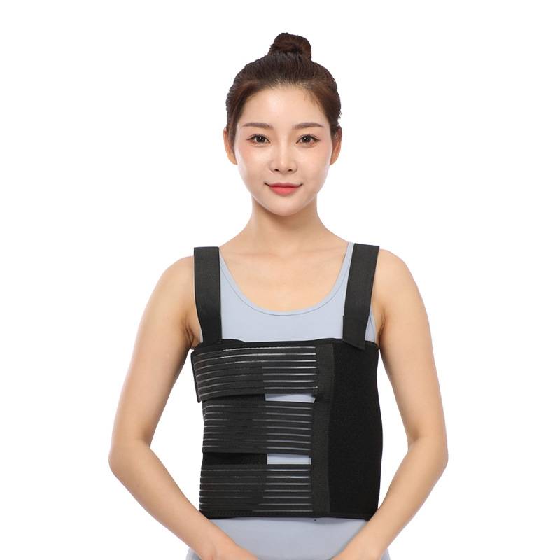 S Shoulders Three Piece Rib Fixation Strap Post-cardiothoracic Chest Girdle(Black)