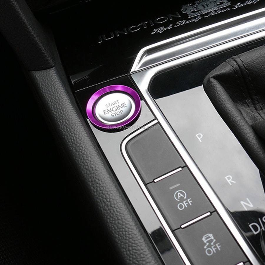 Car Engine Start Key Push Button Ring Trim Aluminum Alloy Sticker Decoration for Volkswagen(Purple