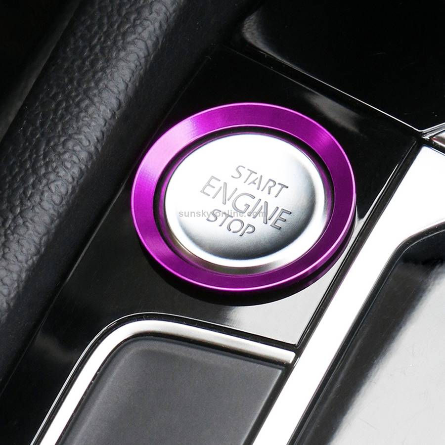 Car Engine Start Key Push Button Ring Trim Aluminum Alloy Sticker Decoration for Volkswagen(Purple