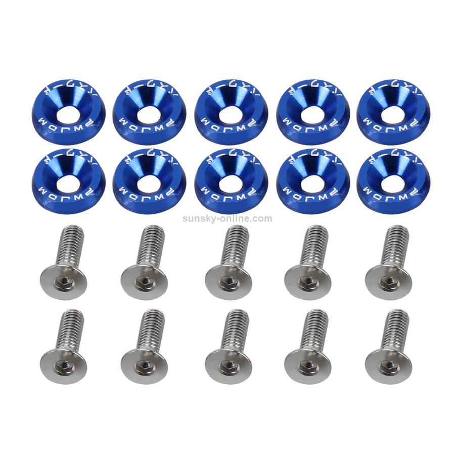 10 PCS Car Modified Screw Gaskets Bodywork Stainless Steel Gasket Bolts, Diameter: 19mm(Blue)