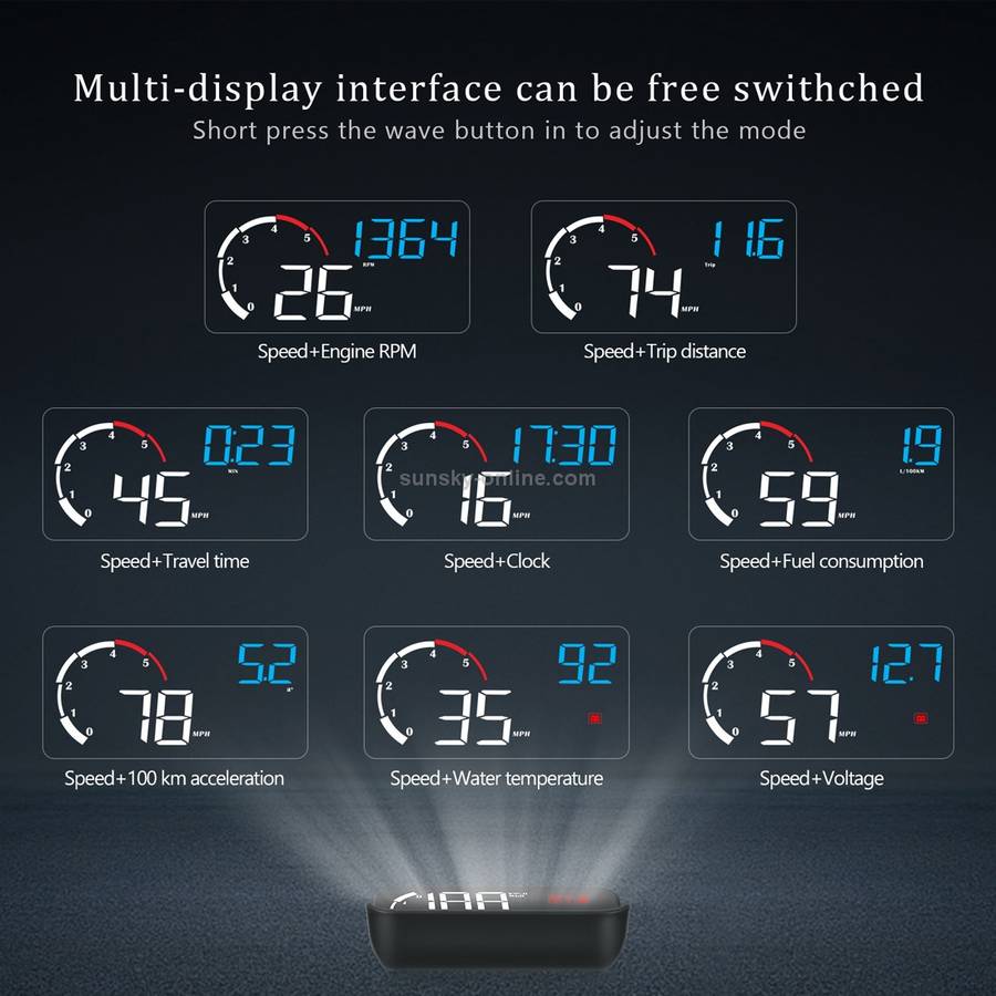 M10 3.5 inch Universal Car OBD2 HUD Vehicle-mounted Head Up Display (Yellow)
