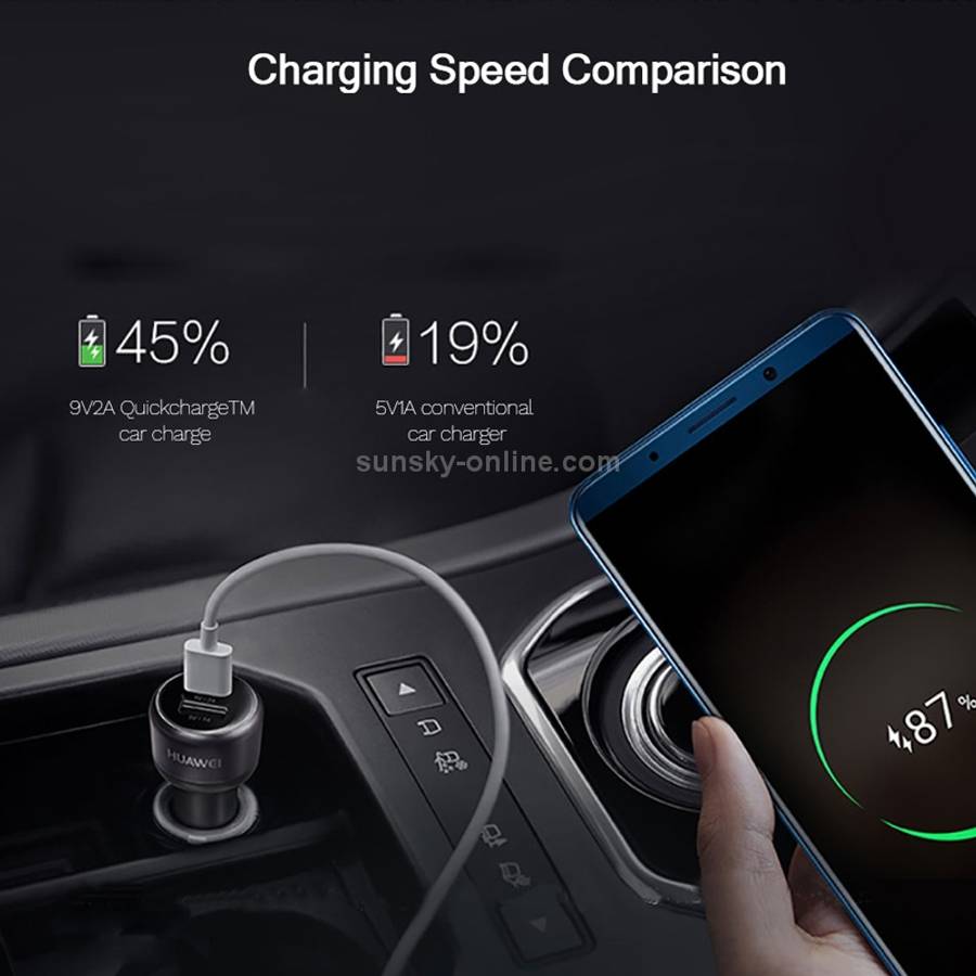 Original Huawei CP31 18W Max Dual USB Port Fast Charging Car Charger (Grey)
