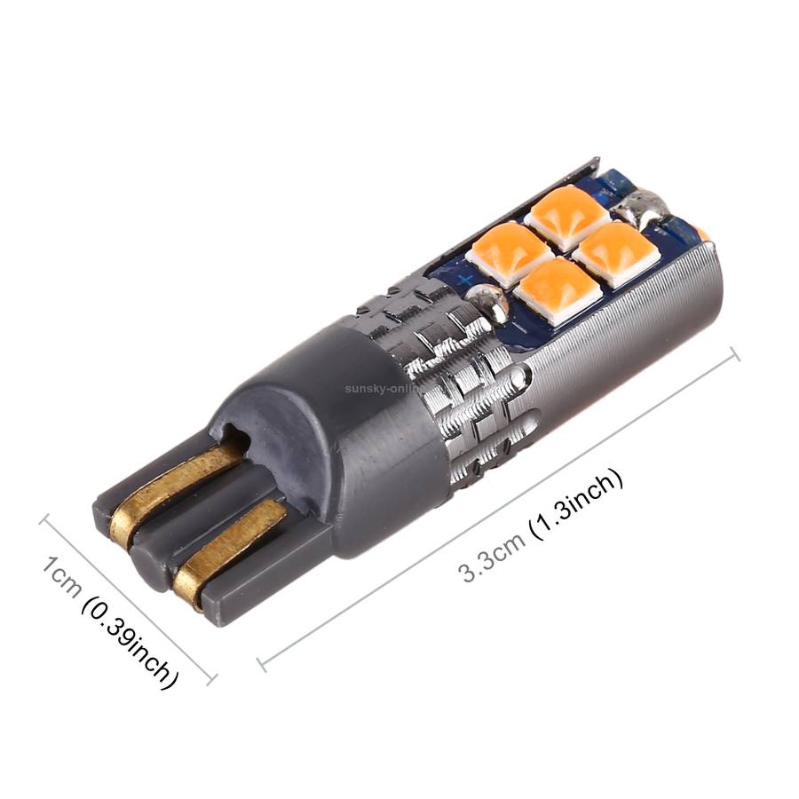 4 PCS T10 DC12V / 2W Car Clearance Light 10LEDs SMD-3030 Lamp Beads (Yellow Light)