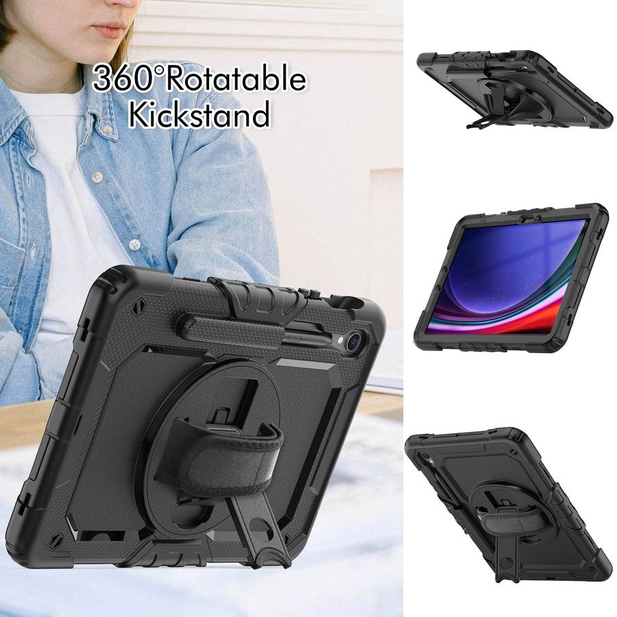 For Samsung Galaxy Tab S9 / S9 FE / S10 FE Lucky Wheel Grip Silicone Hybrid PC Tablet Case with Sh