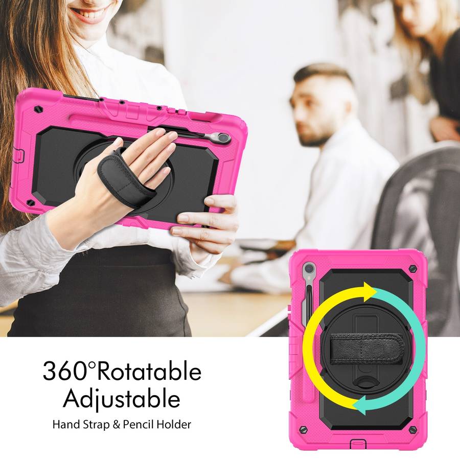 For Samsung Galaxy Tab S9 / S9 FE / S10 FE Lucky Wheel Grip Silicone Hybrid PC Tablet Case with Sh