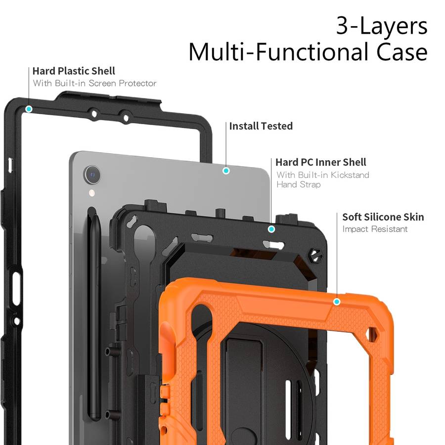 For Samsung Galaxy Tab S9 / S9 FE / S10 FE Lucky Wheel Grip Silicone Hybrid PC Tablet Case with Sh