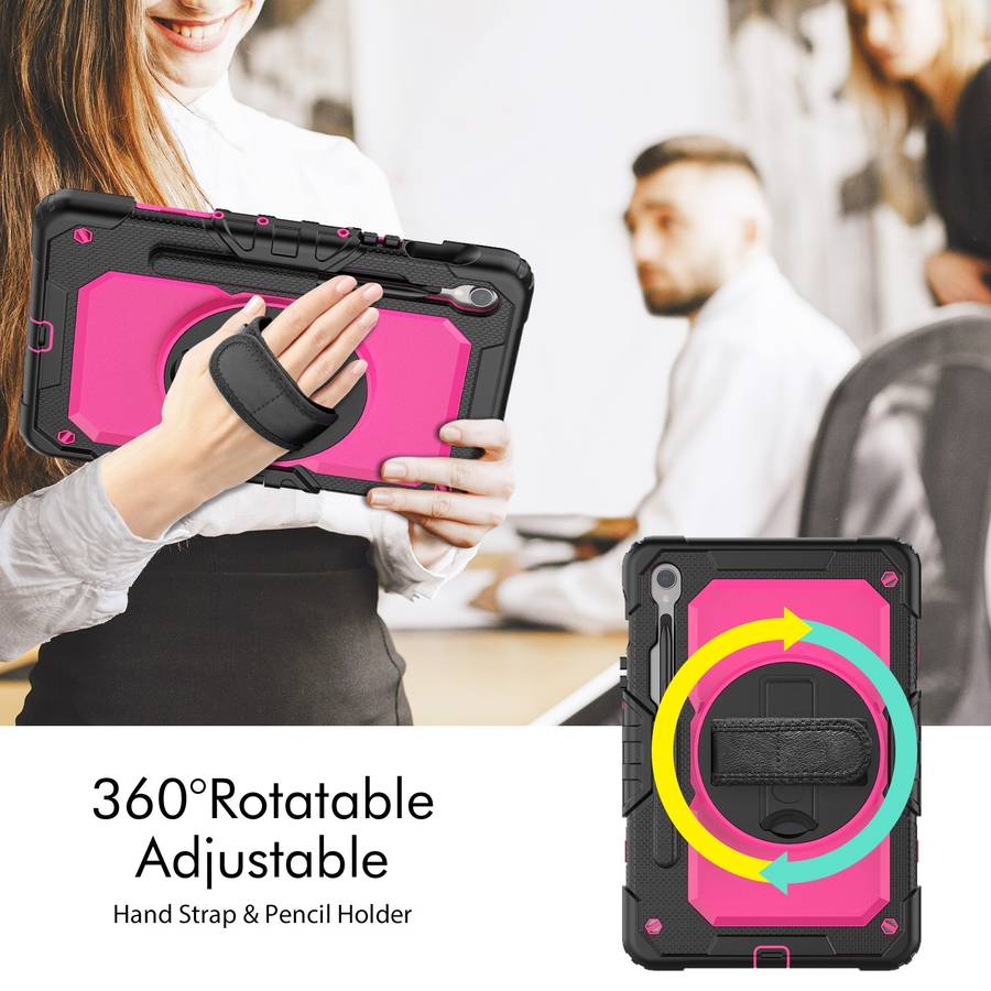 For Samsung Galaxy Tab S9 / S9 FE / S10 FE Lucky Wheel Grip Silicone Hybrid PC Tablet Case with Sh