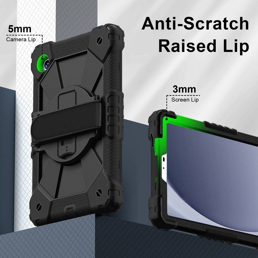 For Samsung Galaxy Tab A11 / A9 Contrast Color Robot C2 Silicone Hybrid PC Tablet Case(Black)