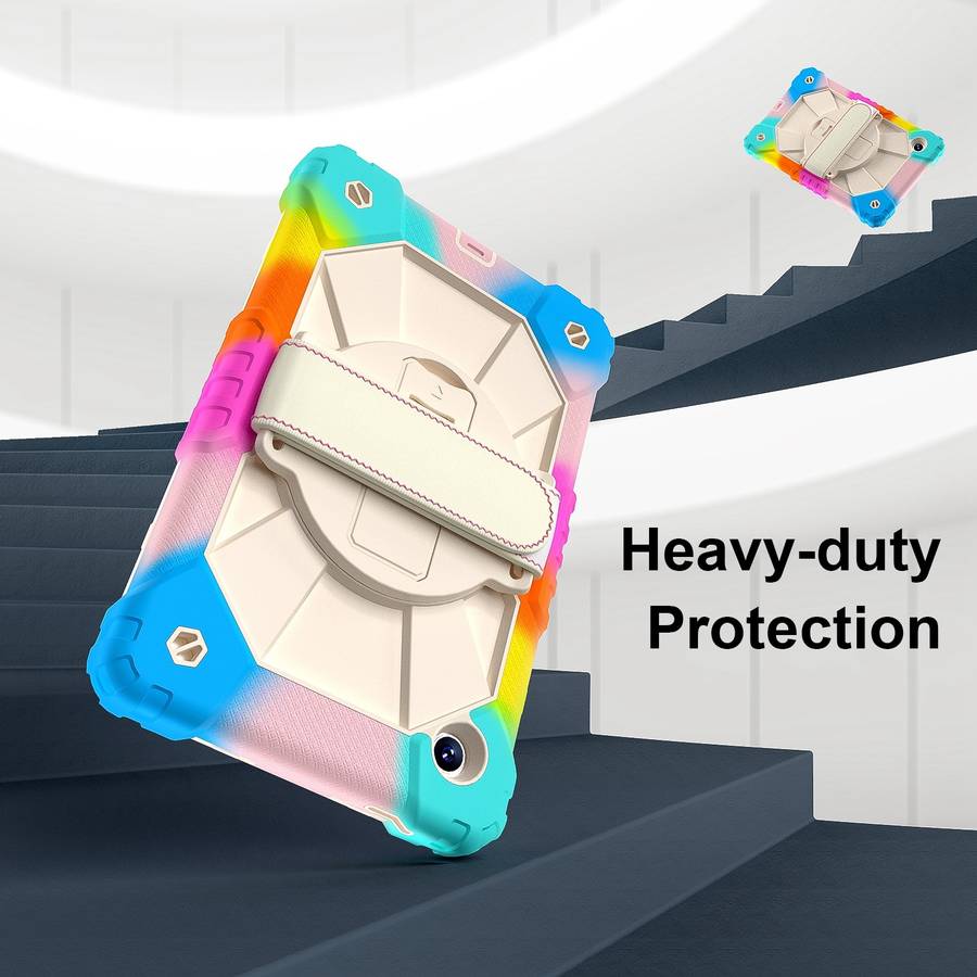 For Samsung Galaxy Tab A11 / A9 Contrast Color Robot C2 Silicone Hybrid PC Tablet Case(Colorful Bl