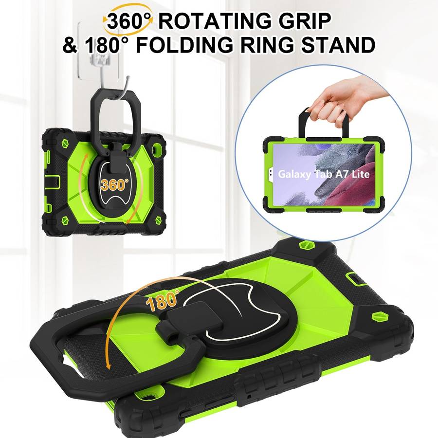 For Samsung Galaxy Tab A7 Lite 2021 Contrast Color Robot Silicone Hybrid PC Tablet Case(Black Yell