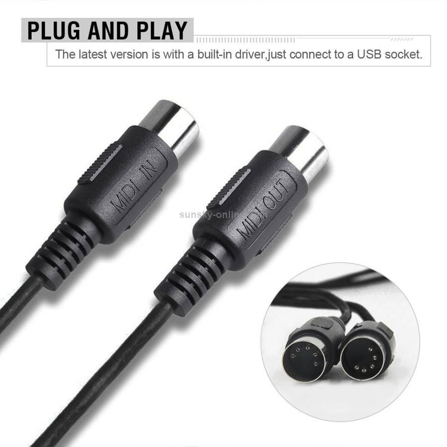 WERSI UM-18 USB MIDI Cable MidiPort Midi Cable Electric Piano Electronic Drum Music Editing Line,