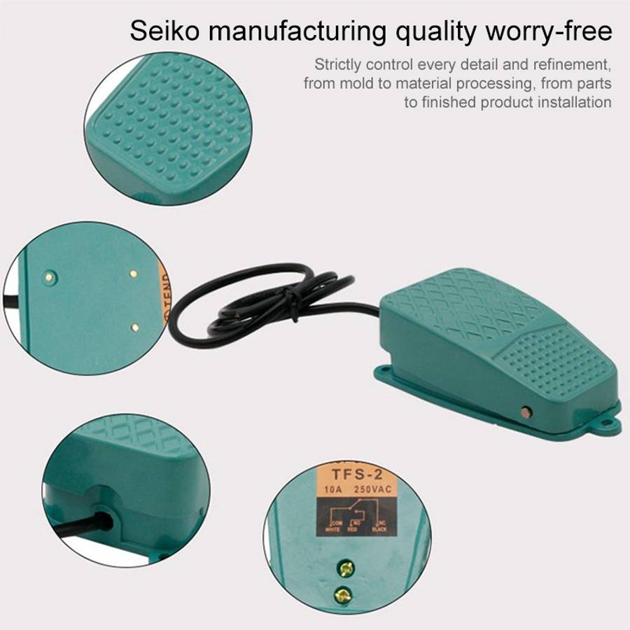 TFS-2 AC 250V 10A Anti-slip Metal Case Foot Control Pedal Switch, Cable Length: 90cm