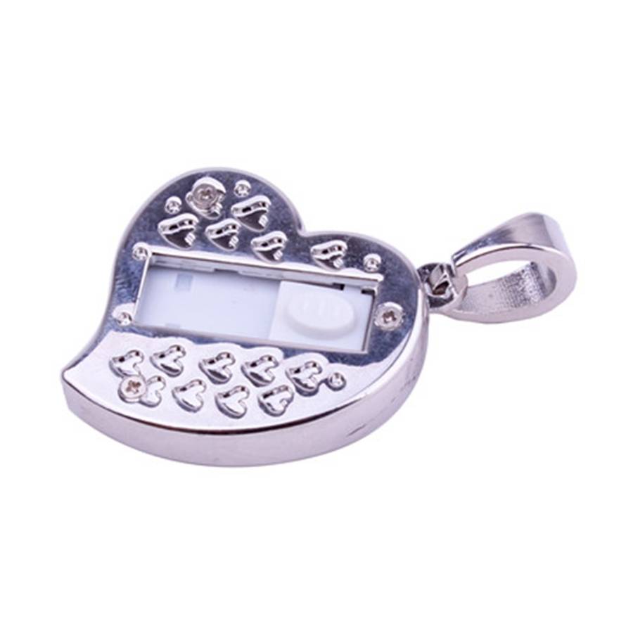 Silver Heart Shaped Diamond Jewelry USB Flash Disk, Special for Valentines Day Gifts (32GB)(Silver