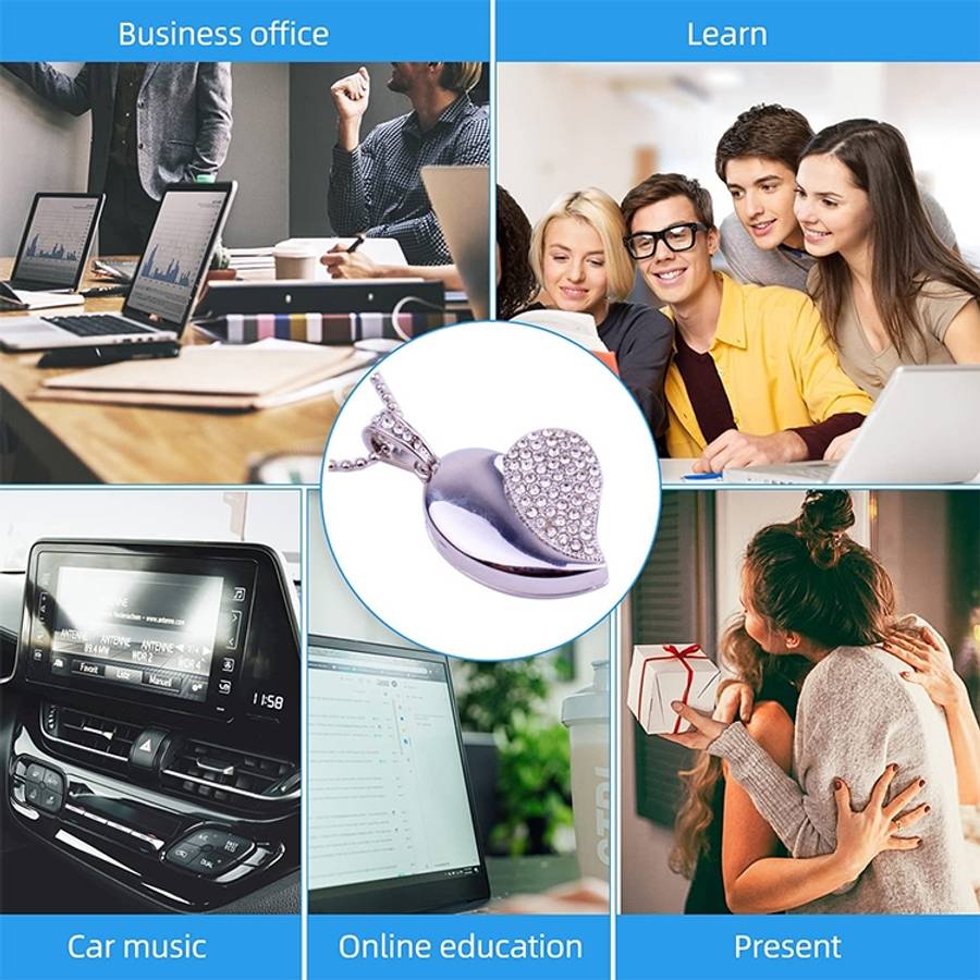 Silver Heart Shaped Diamond Jewelry USB Flash Disk, Special for Valentines Day Gifts (32GB)(Silver