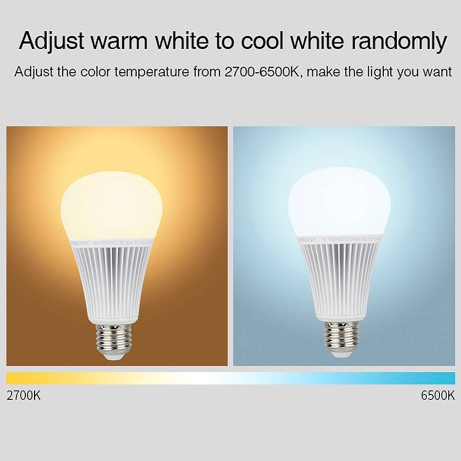 FUT012 E27 9W RGB + CCT LED Bulb Light 100V-240V Full Color Remote Control Smart Bulb WiFi 2.4G Wi