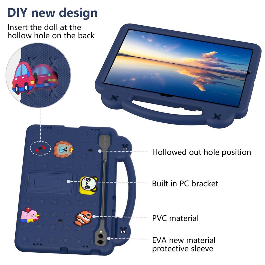 For Samsung Galaxy Tab S7+ / T970/T975/T976 Handle Kickstand Children EVA Shockproof Tablet Case(N
