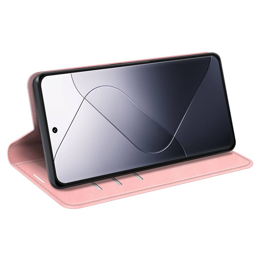 For Xiaomi 14 Pro Retro-skin Magnetic Suction Leather Phone Case(Pink)